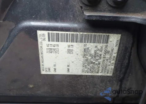 2009 Nissan Maxima 3.5 Sv from USA, damaged, VIN 1N4AA51E09C856036